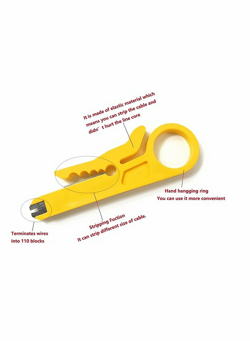 Mini Wire Stripper, Economy Network Cable Cutter Portable Crimper Pliers Crimping Tool Universal Cable Cutter Punch Down Cutter for Network Data Cable, Telephone Cable, Computer UTP Cable, 10 Pack