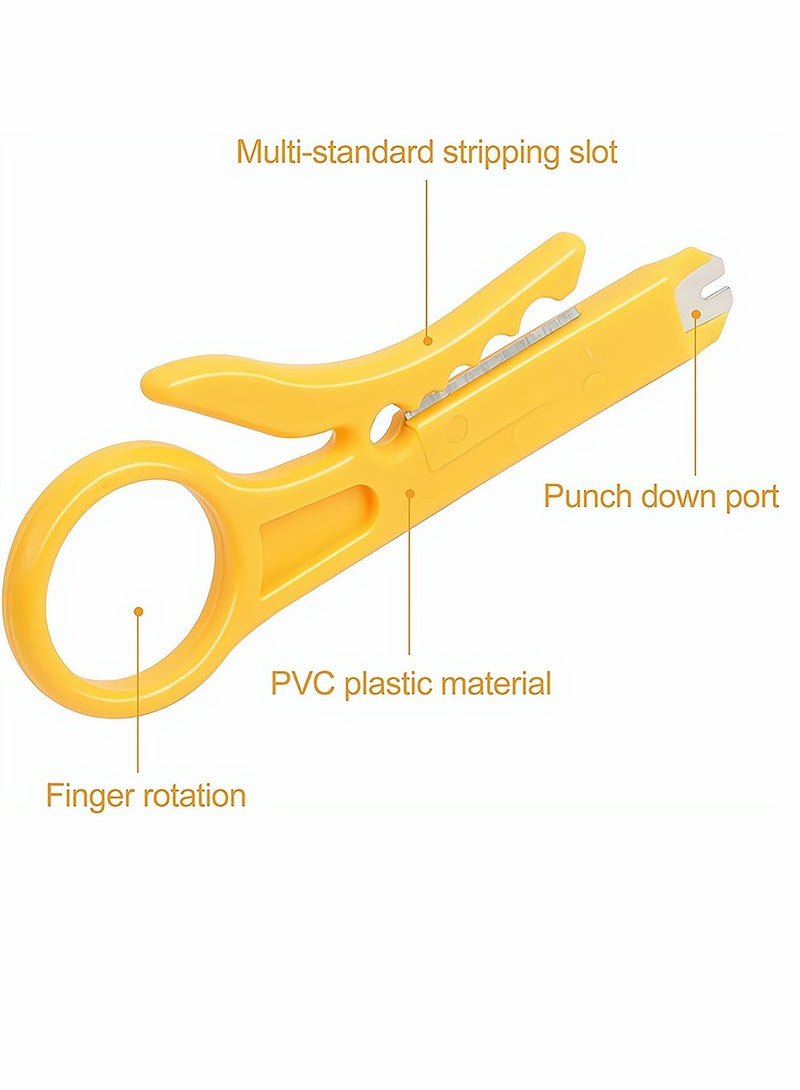 Mini Wire Stripper, Economy Network Cable Cutter Portable Crimper Pliers Crimping Tool Universal Cable Cutter Punch Down Cutter for Network Data Cable, Telephone Cable, Computer UTP Cable, 10 Pack