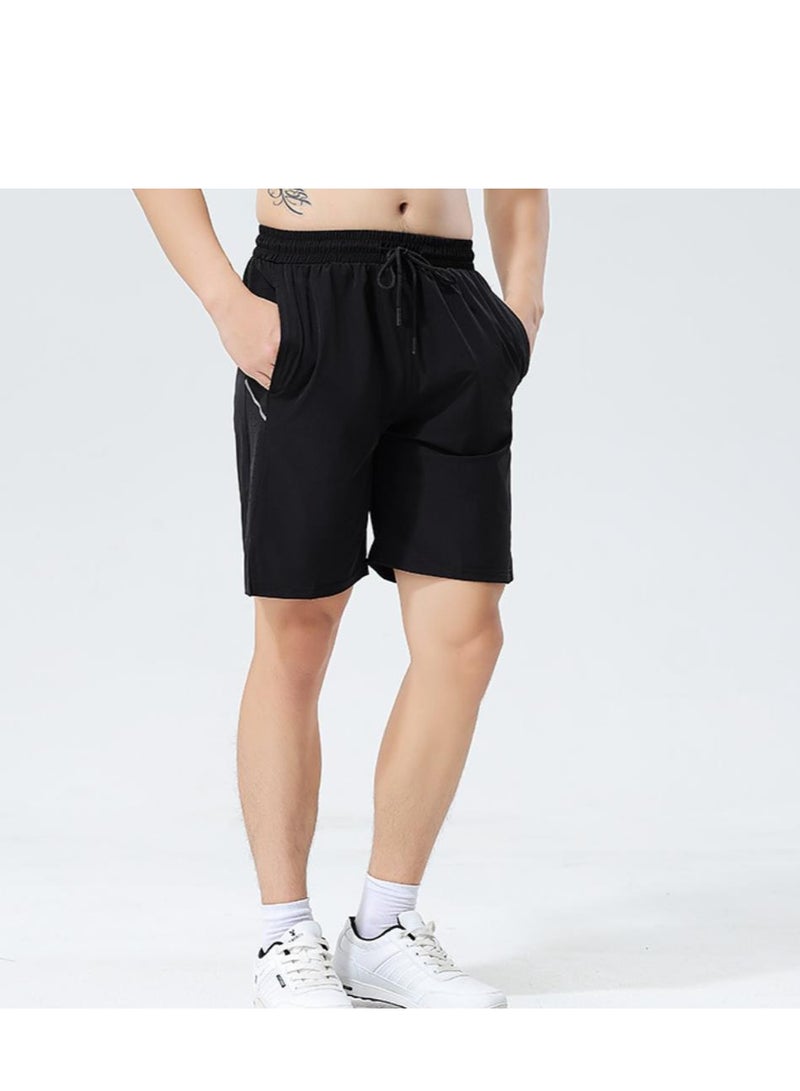 Ice Silk Shorts For Men, Thin, Breathable, Loose, Ice Sensitive, Quick Drying Sports Five Quarter Pants