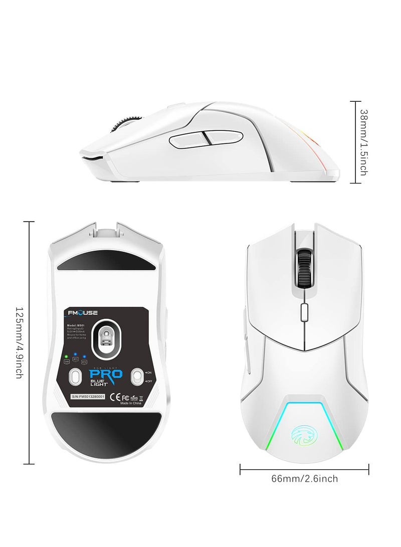 Wireless Gaming Mouse, Ergonomic Bluetooth Mouse with Tri-Mode & RGB Backlit, 4 Gears DPI Adjustable, 1000HZ Rate of Return, Macro Editing Programmable Mouse Game Mice for Pc Computer Laptop