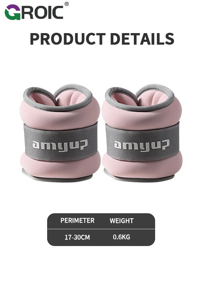 2Pcs Ankle Weights Leg Arm Weights Wrist Weights Set with Adjustable Strap for Jogging, Gymnastics, Aerobics, Physical Therapy,Foot Exercise Training Workout-0.6KG Pair(Pink)