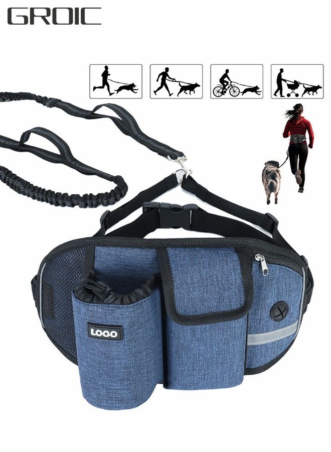 Hands Free Dog Leash, Waist Leash for Dog Walking, Running Leash for Dogs with Strong Shock Absorbing Bungee, Reflective Stitches, Hands Free Leash for Running Hiking Walking,Running Waistpack