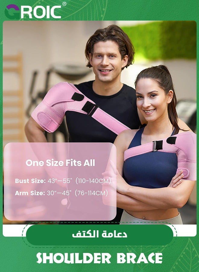 Shoulder Brace, Recovery Shoulder, Adjustable Shoulder Support for Rotator Cuff, AC Joint Pain Relief, Shoulder Injuries. Perfect Fit Shoulder Compression Sleeve (One Size Regular)