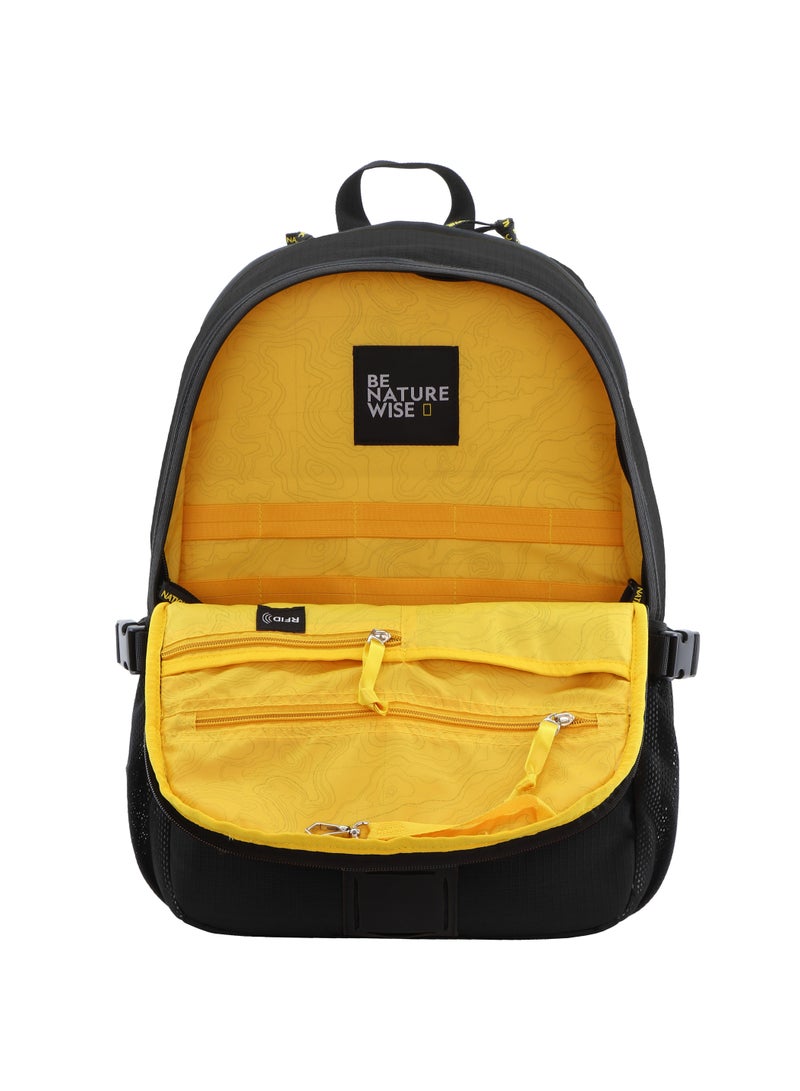 National Geographic Explorer III RPET Computer Backpack Black For Men And Women, Durable Water Resistant Padded Laptop Tablet Bag For Casual Travel Outdoor School Office