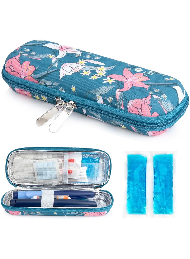 Insulin Cooler Travel Case for Diabetic, Insulin Cooling Case Travel Portable Insulin Pen Carrying Case Cooler Bag Organizer for Diabetic Supplies with 2 Ice Pack, Epi Pen Carrying Bag