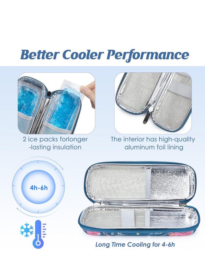 Insulin Cooler Travel Case for Diabetic, Insulin Cooling Case Travel Portable Insulin Pen Carrying Case Cooler Bag Organizer for Diabetic Supplies with 2 Ice Pack, Epi Pen Carrying Bag