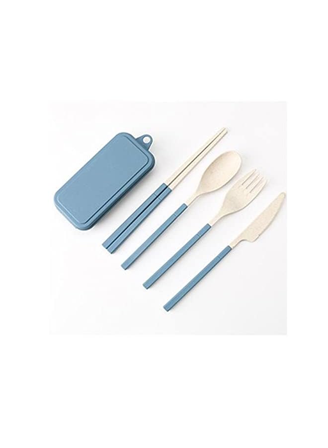 Wheat Straw Dinnerware Set Portable Tableware Knife Fork Spoon Chopsticks Set Travel Cutlery Box Utensil Case