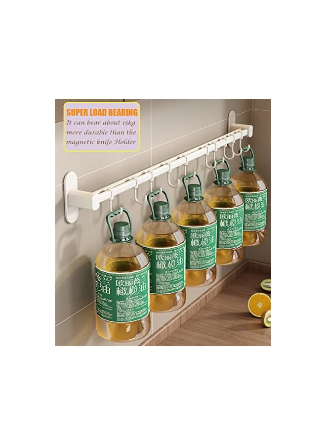 Knife Holder Space Aluminum Knife Rack for Wall with Double Storage Bar Knife Strip Kitchen Holder with 6 Hooks (50CM)