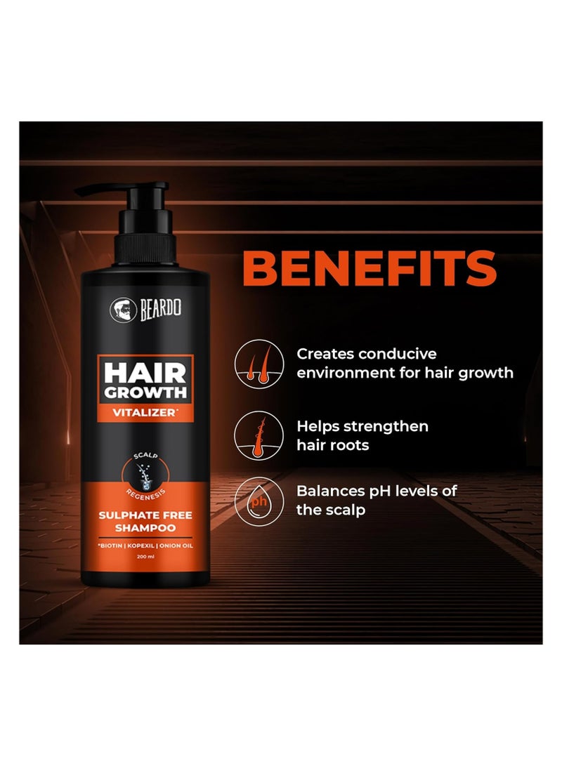 Beardo Hair Growth Vitalizer Shampoo, 200 ml | Shampoo for Men | Promotes Hair Growth | Sulphate and Paraben Free Shampoo | With Onion Oil & Biotin