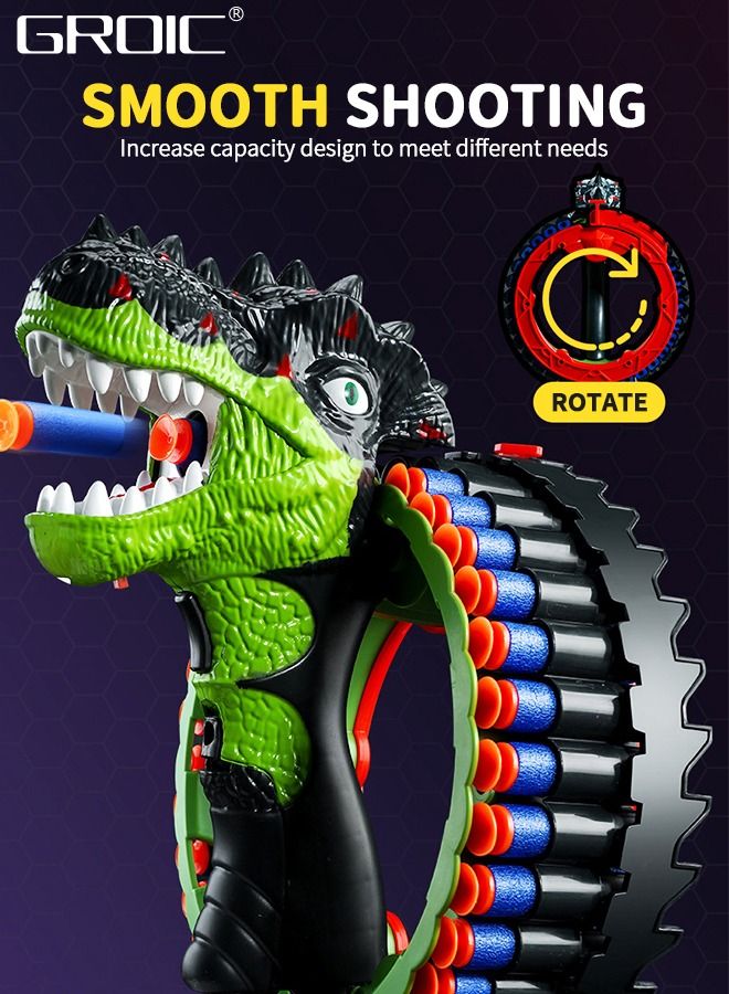 Dinosaur Toys Gun for Nerf Guns Bullets, Automatic Machine Gun 34 Burst 40 Dart Electric Kids and Adults Toy Rotating Blaster Guns for Kids,Soft Bullet Gun Toy