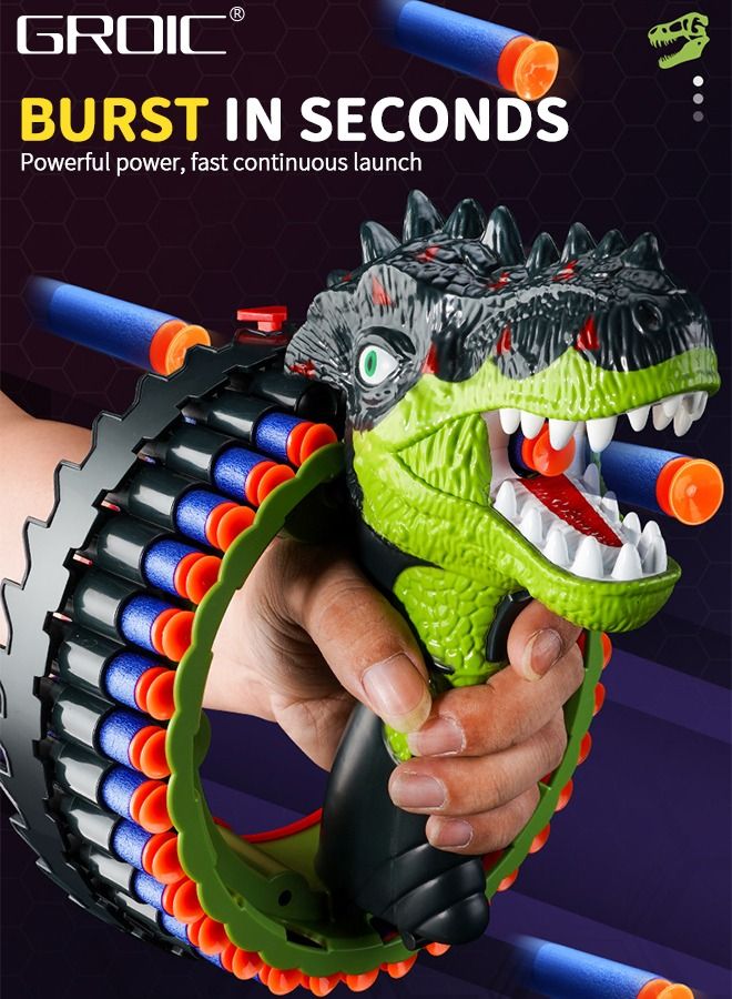 Dinosaur Toys Gun for Nerf Guns Bullets, Automatic Machine Gun 34 Burst 40 Dart Electric Kids and Adults Toy Rotating Blaster Guns for Kids,Soft Bullet Gun Toy