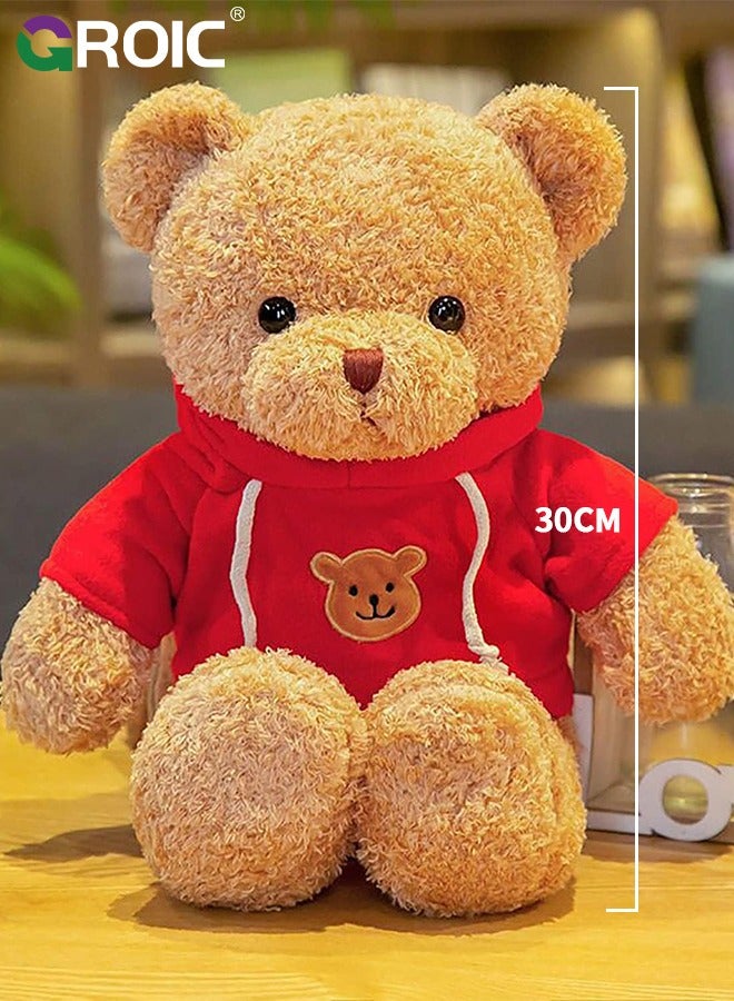 30CM Teddy Bear Stuffed Animal Plush Bear with Sweater, Lovely Plushies for Animal Themed Parties,Children's Companion Toy