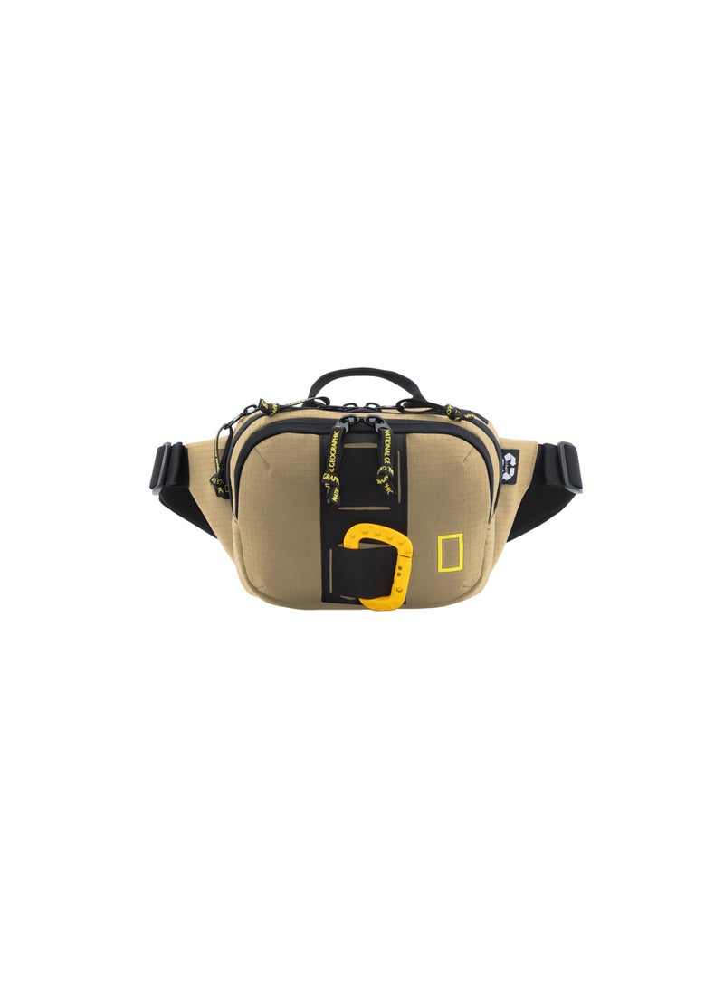 National Geographic Explorer III RPET Waist Bag Beige For Men And Women, Durable Casual Hip Bag With Adjustable Strap, Suitable For Travel, Outdoors, Gym, Hiking