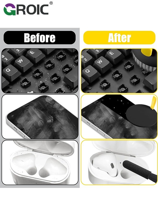 Computer Keyboard Black Cleaner Kit, Laptop Screen Cleaning Spray for iPhone AirPods Cell Phone MacBook iPad Pro, 20-in-1 Electronic Clean Brush Tool for Earbuds iPod PC Monitor TV Earphone Camera