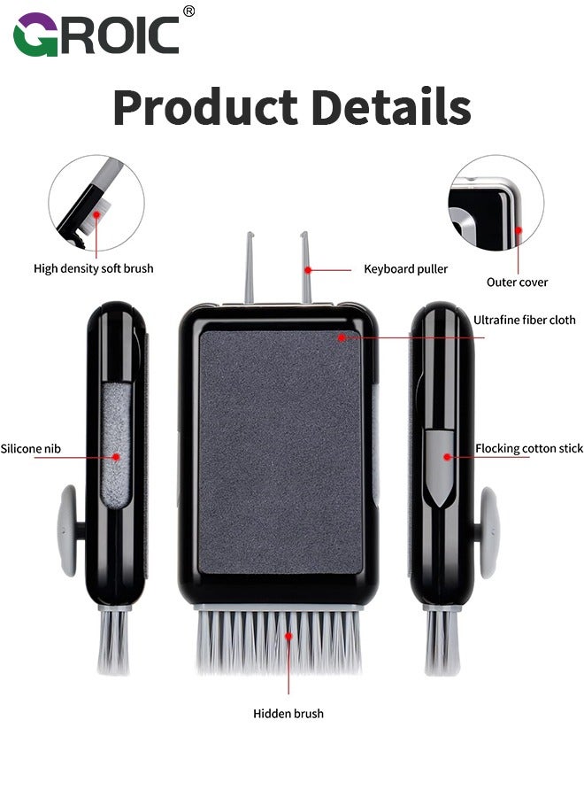 Laptop Screen Keyboard Black Cleaner Kit for Computer Macbook Airpod Phone iPhone Pro, Multifunctional Cleaning kit, Electronic Earbud Cleaning Pen Brush Tool for iPad, iPod, Headphone, Tablet