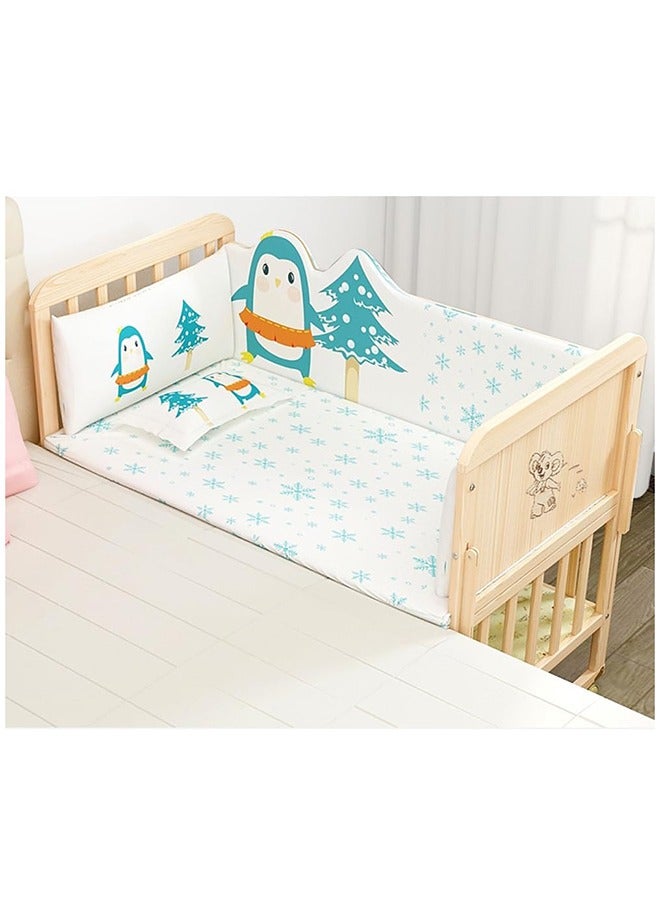 Wood Frame Baby Double Decker Crib Bed With Wheels, 102 X 60 X 90 CM