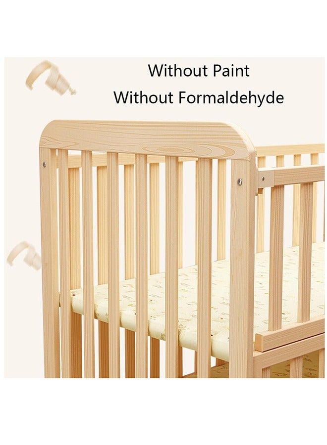 Wood Frame Baby Double Decker Crib Bed With Wheels, 102 X 60 X 90 CM