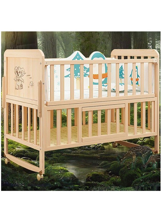 Wood Frame Baby Double Decker Crib Bed With Wheels, 102 X 60 X 90 CM