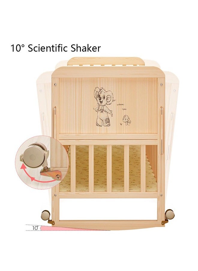 Wood Frame Baby Double Decker Crib Bed With Wheels, 102 X 60 X 90 CM