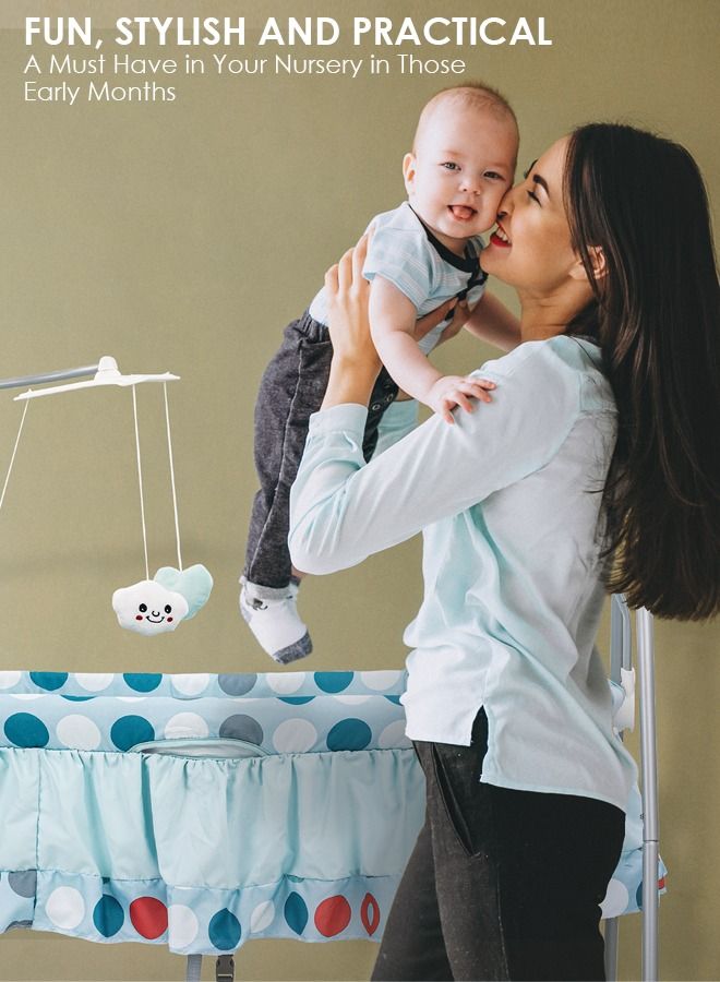 Wanda Electric Swing Cradle For Baby Automatic Swing Baby Cradle With Mosquito Net Remote Toy Bar Music Baby Swing Cradle For Baby 0 To 2 Years Boys Blue