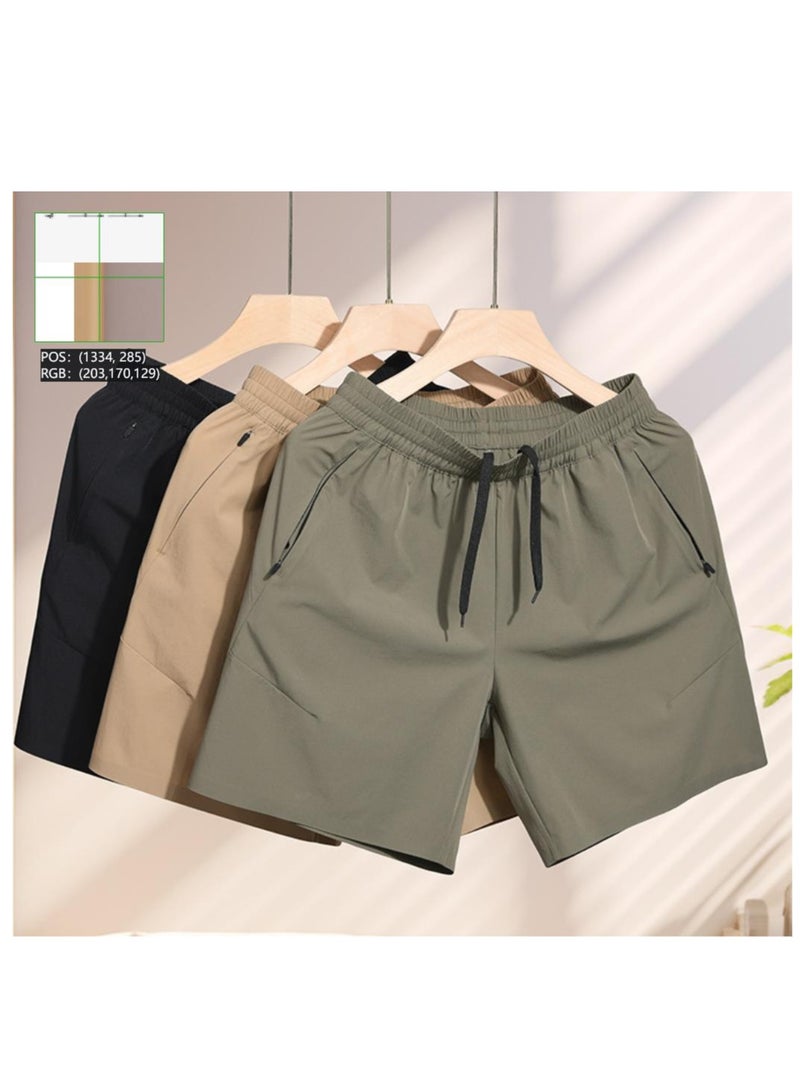 Ice Silk Shorts For Men, Thin, Breathable, Loose, Ice Sensitive, Quick Drying Sports Five Quarter Pants