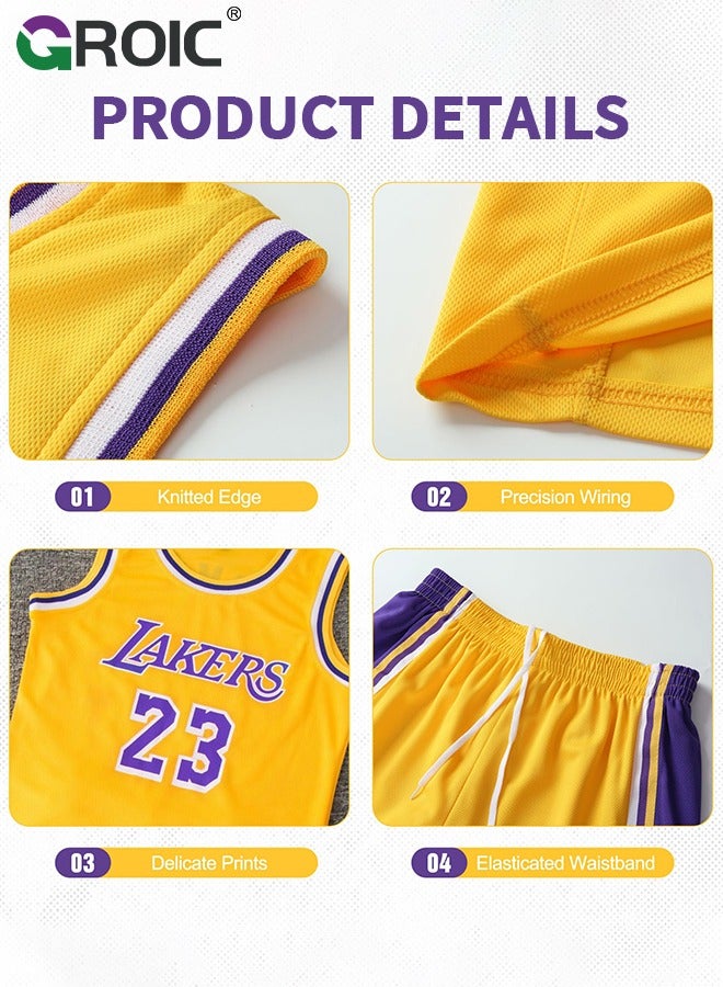 Children's Jersey - NBA Lakers #24 Basketball Jersey, Sportswear Universal Sleeveless T-Shirt Shorts Jersey Set,Sports Suits Top+Shorts Set Kids Tracksuits