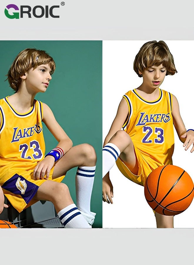 Children's Jersey - NBA Lakers #23 Basketball Jersey, Sportswear Universal Sleeveless T-Shirt Shorts Jersey Set,Sports Suits Top+Shorts Set Kids Tracksuits