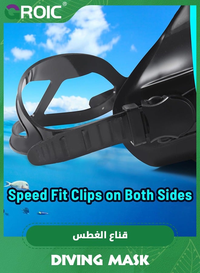 Diving Mask Scuba Mask Spearfishing Mask Freediving Water Mask Tempered Glass Oval HD Anti-Fog Scuba Goggles for Adults, Swimming Glasses Swim Dive Mask for Snorkeling Swimming Travel