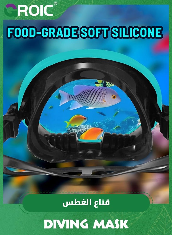 Diving Mask Scuba Mask Spearfishing Mask Freediving Water Mask Tempered Glass Oval HD Anti-Fog Scuba Goggles for Adults, Swimming Glasses Swim Dive Mask for Snorkeling Swimming Travel