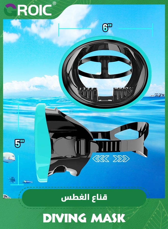 Diving Mask Scuba Mask Spearfishing Mask Freediving Water Mask Tempered Glass Oval HD Anti-Fog Scuba Goggles for Adults, Swimming Glasses Swim Dive Mask for Snorkeling Swimming Travel