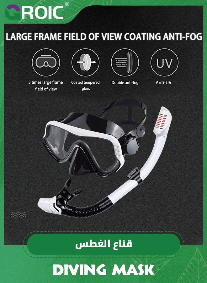 Snorkeling Gear for Adults,Snorkel Mask Adult Dry Snorkel Set Panoramic View Anti-Fog Scuba Diving Mask,Swimming Glasses Swim Dive Mask for Snorkeling Swimming Travel,Snorkeling Kit Diving Packages