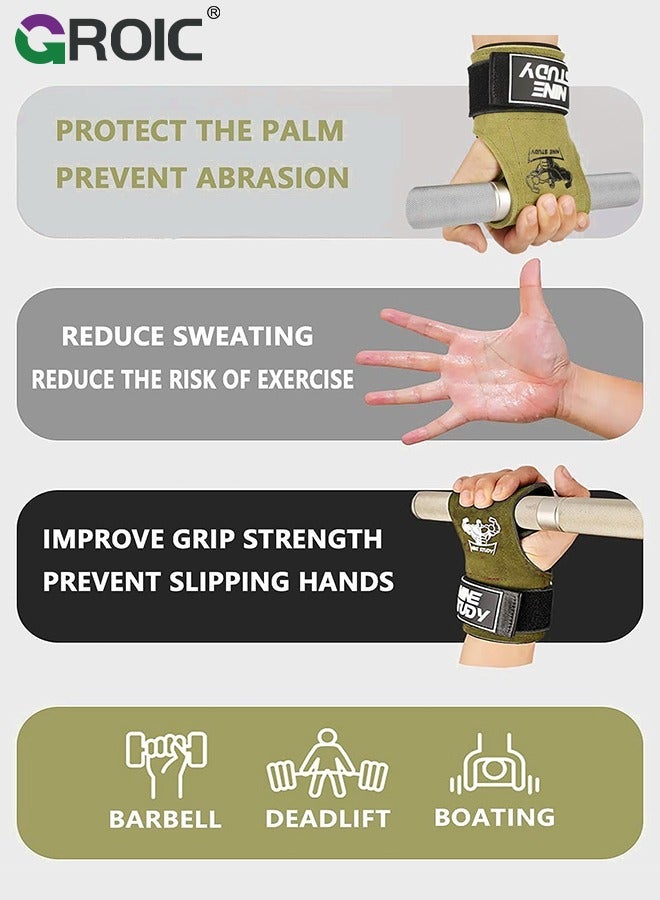 Weightlifting Wrist Gloves, Wraps Hooks Wrist Straps for Weightlifting, Maximum Grip Support Weight Lifting Grips Gloves for Gym Exercise Wrist Support Brace