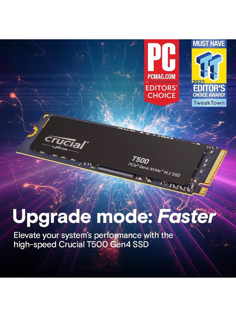 T500 1TB PCIe Gen4 NVMe M.2 SSD Up to 7300MB/s, Laptop And Desktop Compatible For Gen4 Nvme - CT1000T500SSD8 1 TB