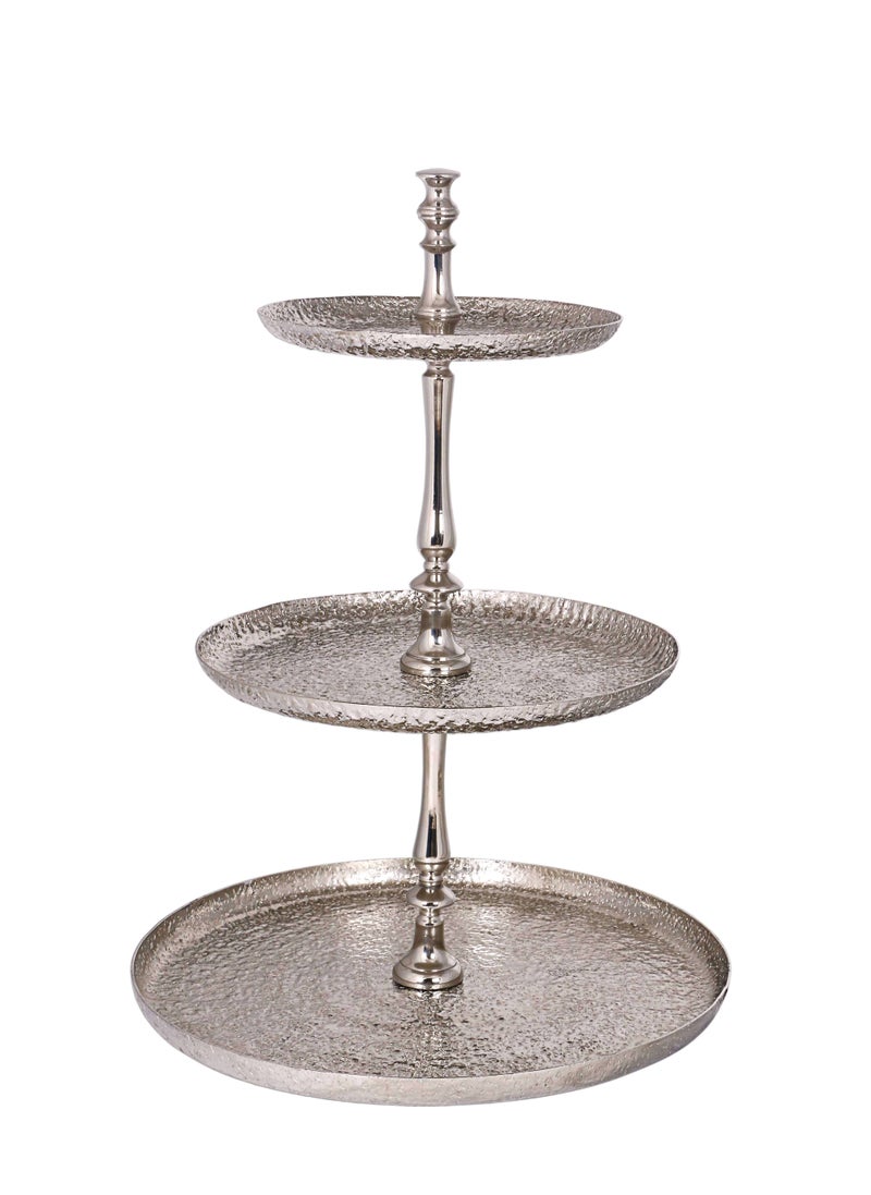 Aluminium Round 3 Tier Stand with Stainless Steel Silver Finish 46 cm India