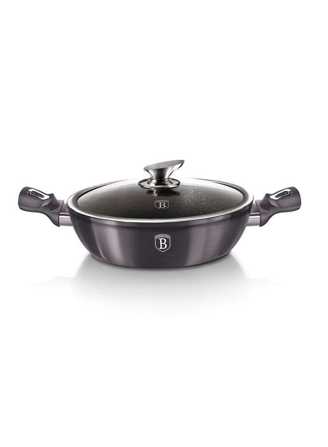 Aluminium Shallow Pot with Lid 32 cm, Metallic Line Carbon Pro Edition, Grey, Hungary