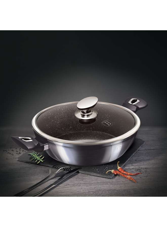 Aluminium Shallow Pot with Lid 32 cm, Metallic Line Carbon Pro Edition, Grey, Hungary