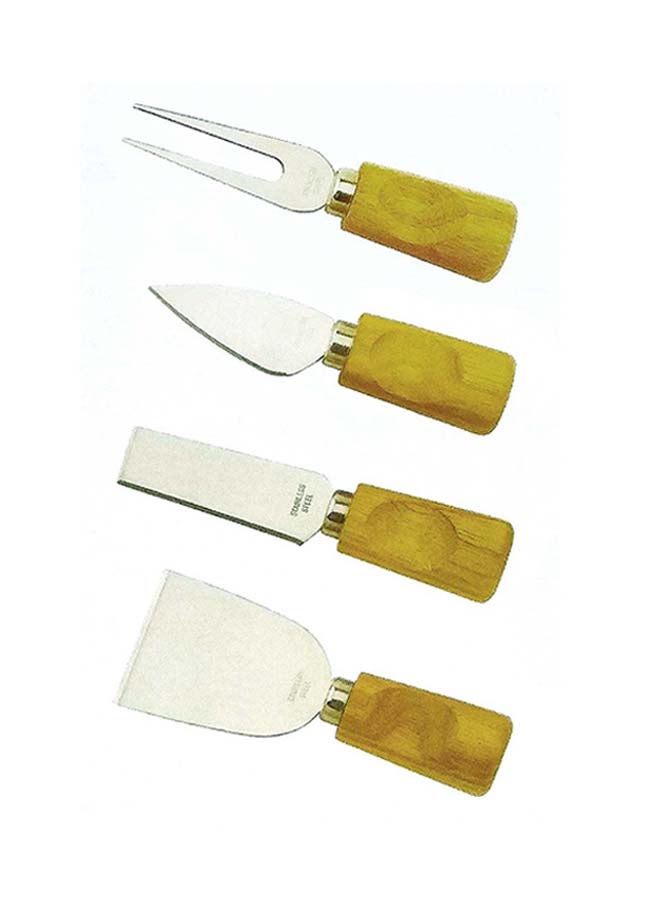 Cheese Knife Set With Magnetic Stand Holder Brown 8.5x8.5x16centimeter