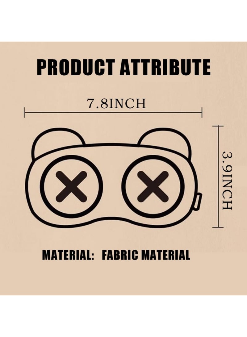 Cute Eye Mask 2 Pack, for Sleeping with Adjustable Strap, for Sleeping Plush Eye Sleep Shade Cover Soft Lightweight Eye Cover Blocks Light for Kids Men Women Travel Rest