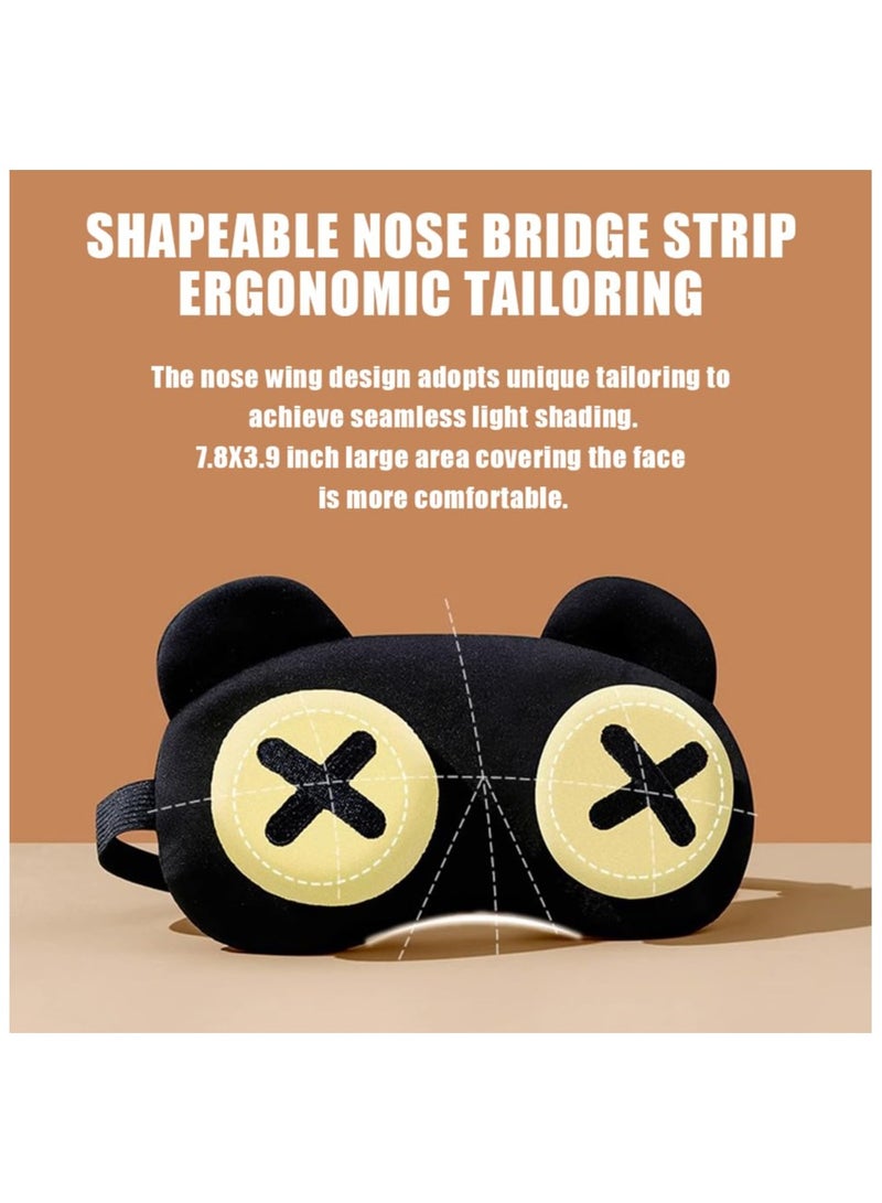 Cute Eye Mask 2 Pack, for Sleeping with Adjustable Strap, for Sleeping Plush Eye Sleep Shade Cover Soft Lightweight Eye Cover Blocks Light for Kids Men Women Travel Rest