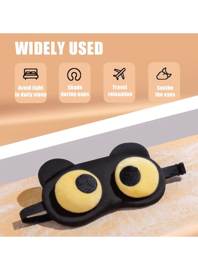 Cute Eye Mask 2 Pack, for Sleeping with Adjustable Strap, for Sleeping Plush Eye Sleep Shade Cover Soft Lightweight Eye Cover Blocks Light for Kids Men Women Travel Rest