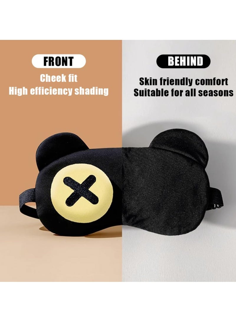 Cute Eye Mask 2 Pack, for Sleeping with Adjustable Strap, for Sleeping Plush Eye Sleep Shade Cover Soft Lightweight Eye Cover Blocks Light for Kids Men Women Travel Rest