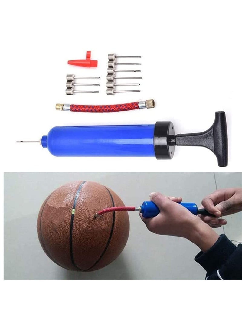 Portable Air Pump, Sports Ball Tool Inflator Ball Pump with 7 Pcs Needles, 1 Pcs Valve Adapter and 1 Pcs Air Hose for Football Basketball Volleyball Rugby Balloons Swim Inflatables ( Blue )