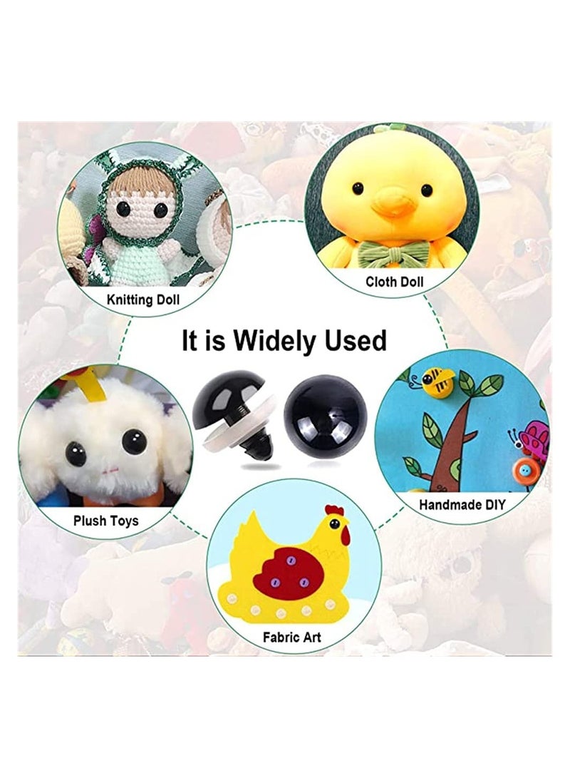 120 Pcs Plastic Safety Crochet Doll Eyes Bulk with Washers, for Crochet Crafts Washer Assorted Sizes for Doll, Plush Animal and Teddy Bear Puppet Craft Making (0.24 Inch/6 mm)
