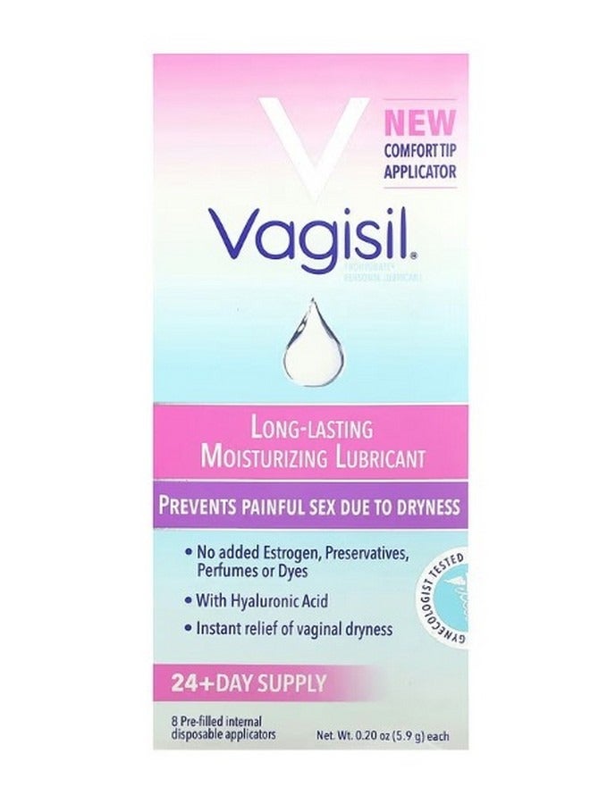 Long Lasting Moisturizing Lubricant 8 Pre Filled Internal Disposable Applicators 0.2 oz 5.9 g Each