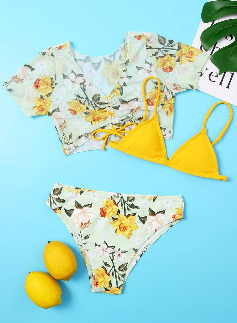 3pack Girls Floral Co-ord Bikini Swimsuit