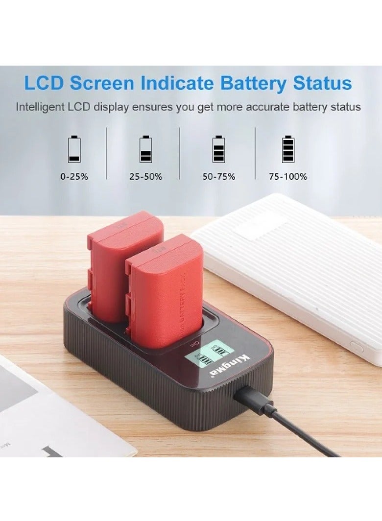 KingMa ​LP-E6NH LP-E6N LP-E6 Battery LCD USB Dual Charger with 2 Batteries for Canon EOS R5 R6 R 6D 7D 5D3 5D2 5D Mark IV 5DS R 90D 80D 70D 60D