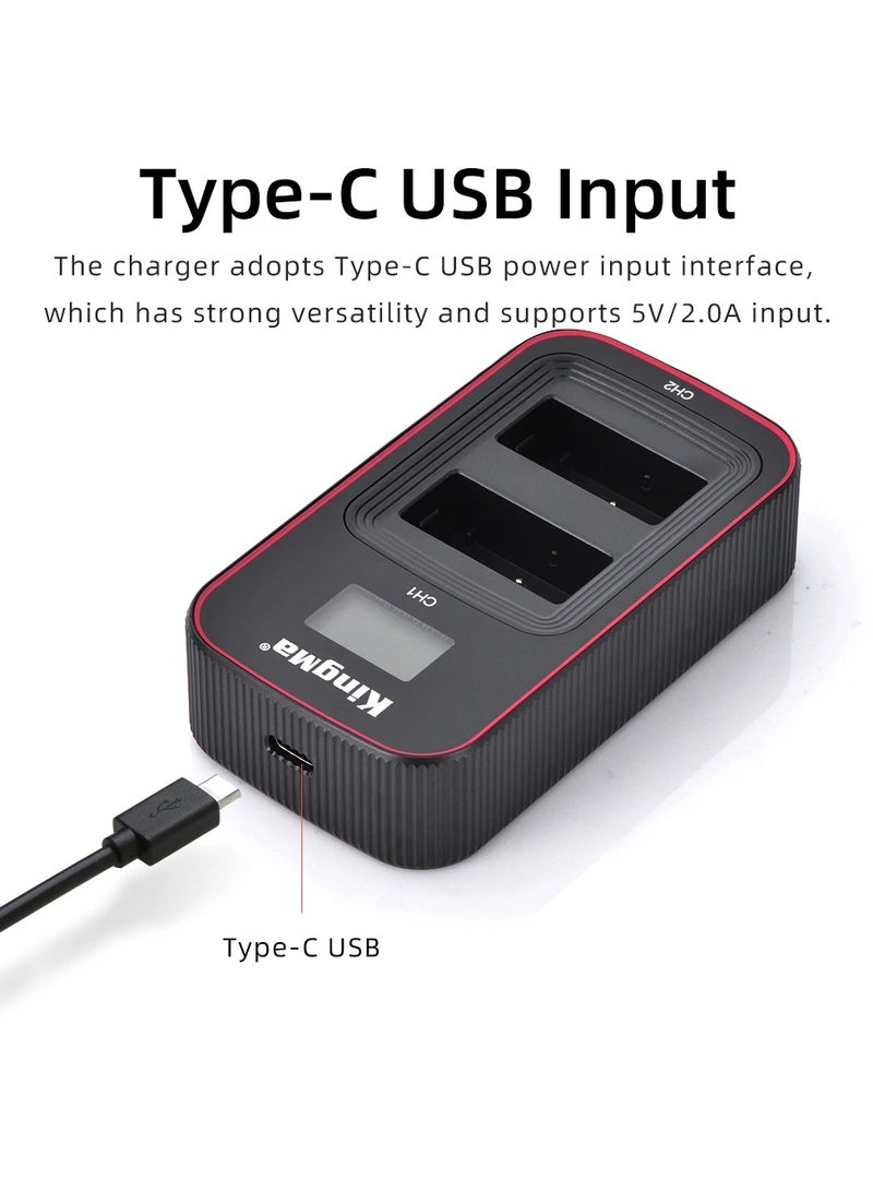 KingMa LP-E17 Battery LCD Dual Charger with 2 Batteries Kit For Canon EOS RP 77D 850D 800D 760D 750D 200D II 200D M5 M6 Mark II M6 M3 Battery Charge