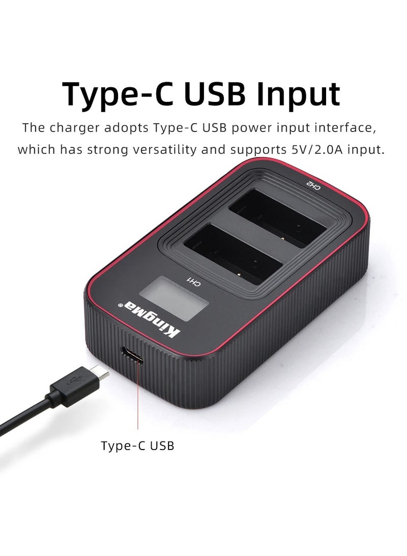 KingMa LP-E17 Battery LCD Dual Charger with 2 Batteries Kit For Canon EOS RP 77D 850D 800D 760D 750D 200D II 200D M5 M6 Mark II M6 M3 Battery Charge
