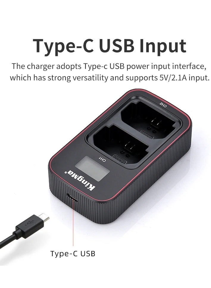 KingMa NP-FZ100 Battery USB LCD Dual Charger with Two Batteries For Sony ILCE-9 A7C A7R5 A7R4 A7M4 A7RM4 A7M3 A9 A73 7RM3 A7R3 A6600 NP FZ100