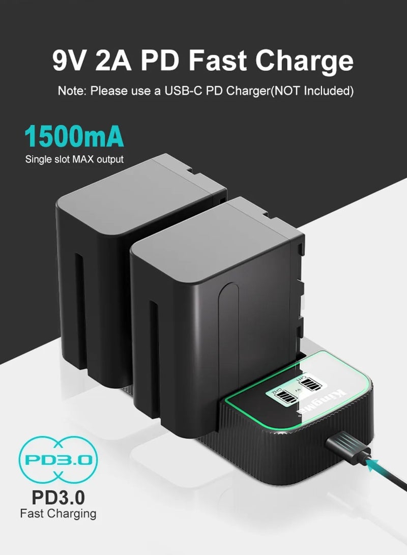 Kingma F550 Charger with USB-C Suitable for Sony NP-F550, 750, 970, 990 (BM058Q.NPF550)